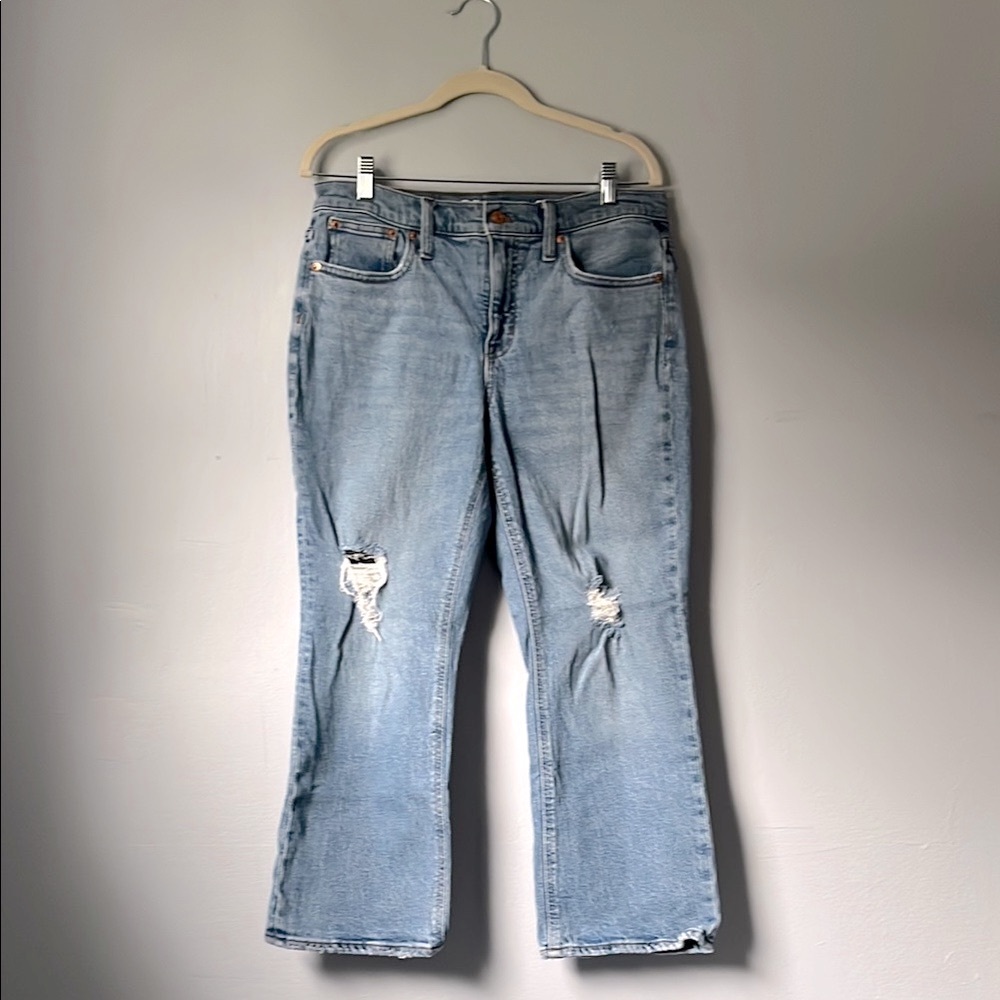 J. Crew 9” Billie Demi Boot Crop Distressed Jeans